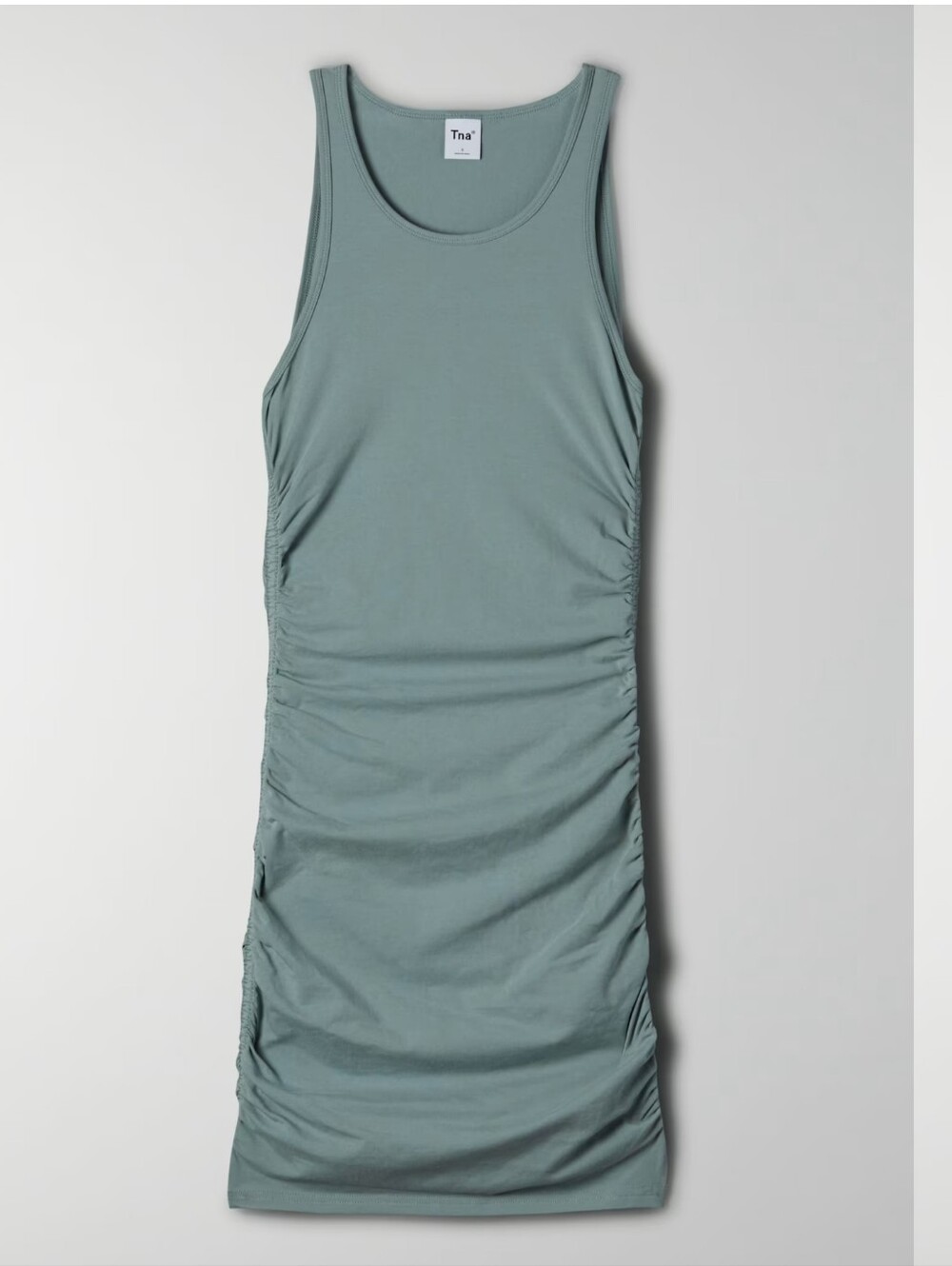 Aritzia Tna Chill Malibu Dress Stretch Cotton Jersey Ruched bodycon mini dress